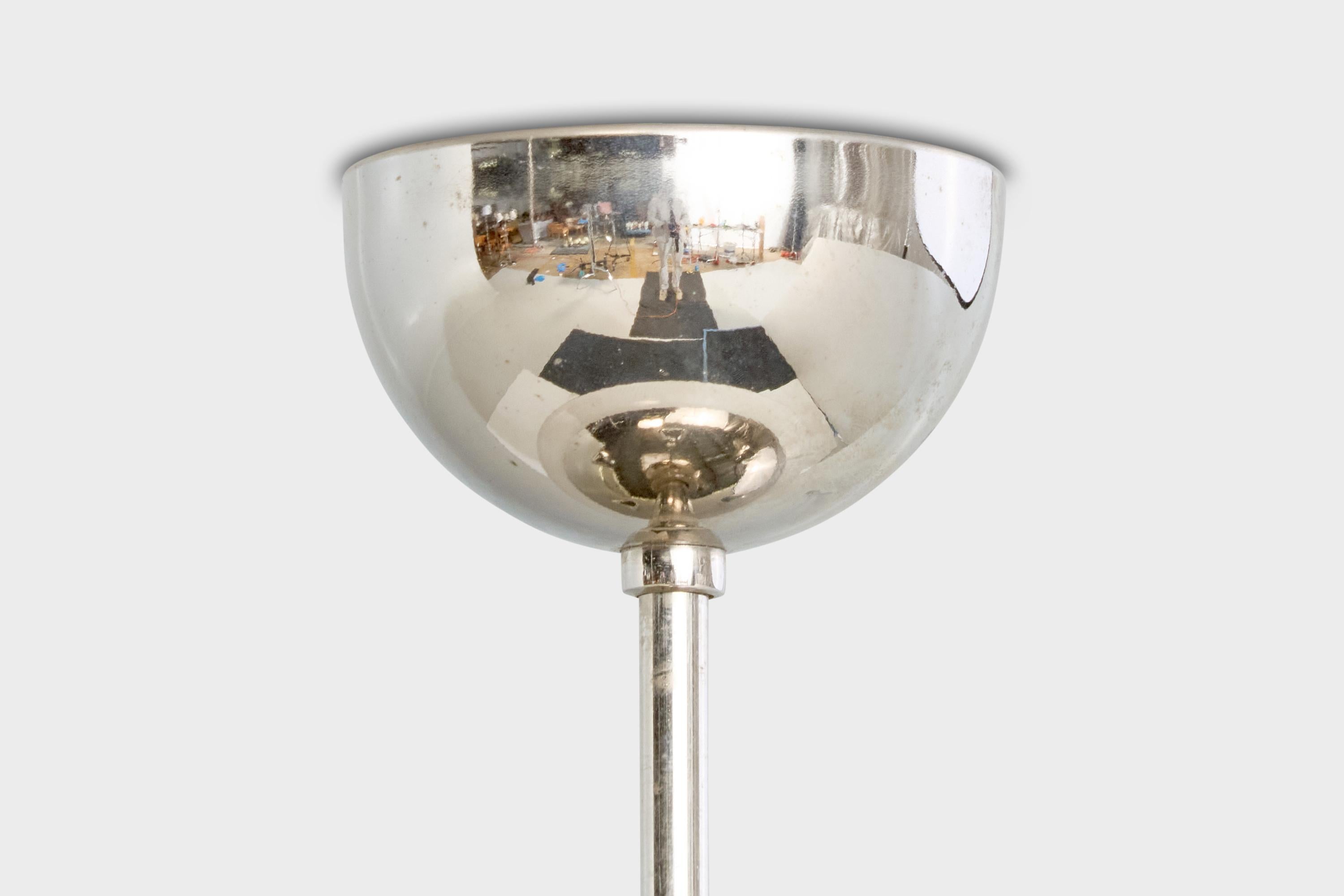 Designer svedese, lampada a sospensione, vetro, cromo, Svezia, anni '30 in vendita 1