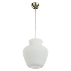 Swedish Designer, Pendant Light, Glass, Chrome, Sweden, 1930s