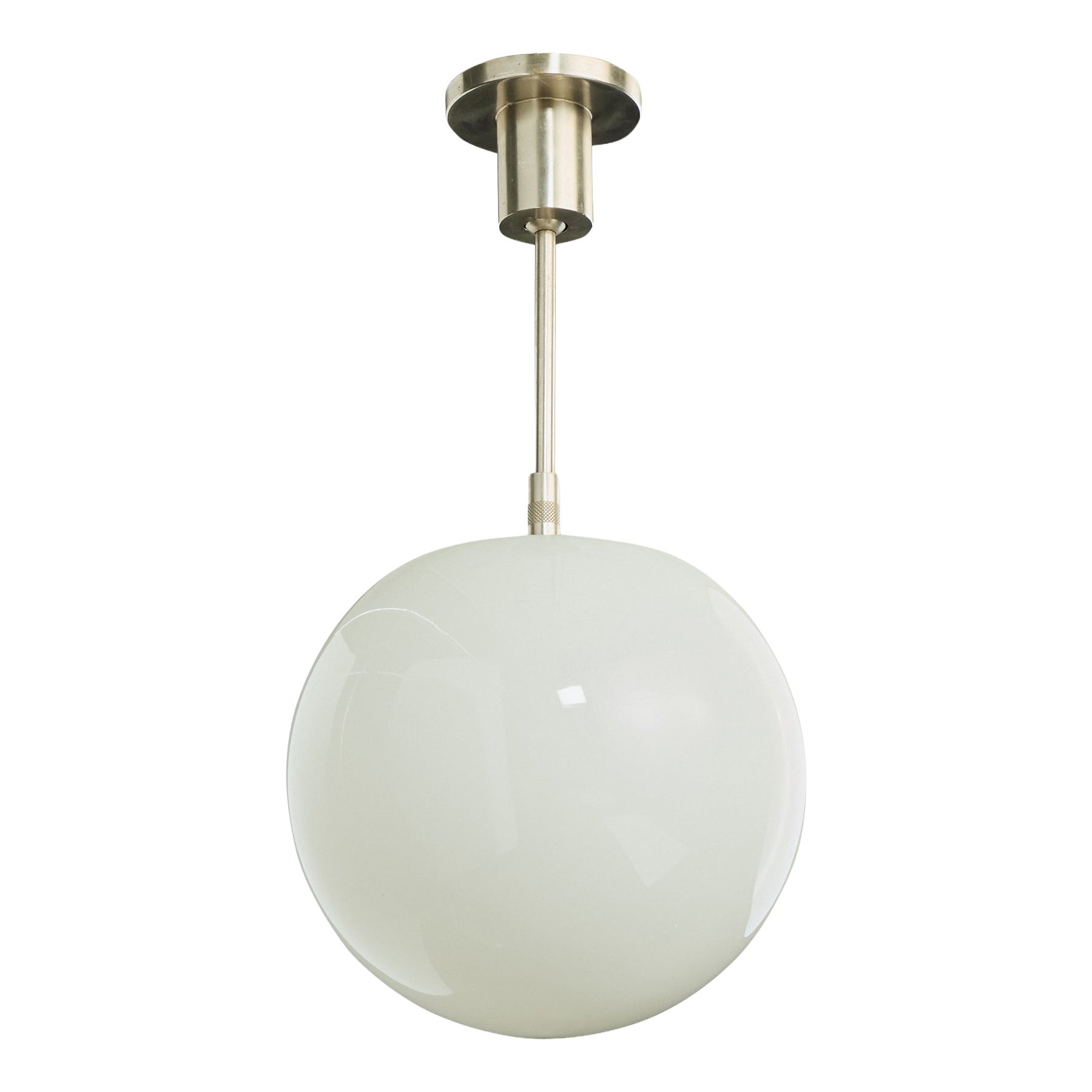 Swedish Designer, Pendant Light, Glass, Chrome, Sweden, 1930s For Sale