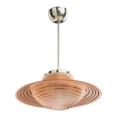 Swedish Designer, Pendant Light, Glass, Chrome, Sweden, 1930s