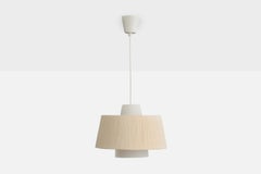 Swedish Designer, Pendant Light, Glass, Fabric, Sweden, 1960s
