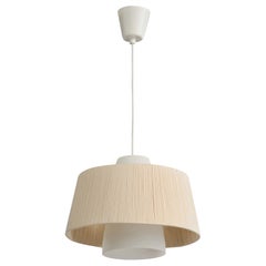 Swedish Designer, Pendant Light, Glass, Fabric, Sweden, 1960s