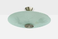 Schwedischer Designer, Pendelleuchte, Glas, Metall, Schweden, 1940er Jahre