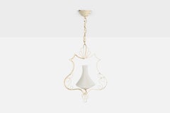 Swedish Designer, Pendant Light, Glass, Metal, Sweden, 1940s