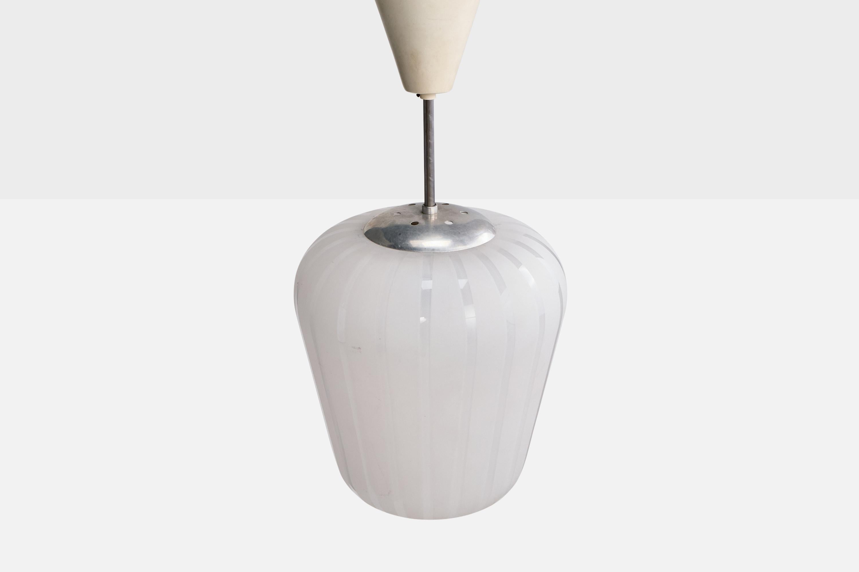 Svedese Designer svedese, lampada a sospensione, vetro, metallo, Svezia, anni '40 in vendita