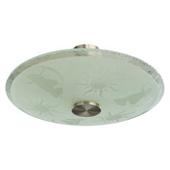 Swedish Designer, Pendant Light, Glass, Metal, Sweden, 1940s