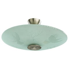 Swedish Designer, Pendant Light, Glass, Metal, Sweden, 1940s