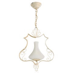 Swedish Designer, Pendant Light, Glass, Metal, Sweden, 1940s
