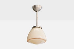 Swedish Designer, Pendant Light, Glass, Nickel, Sweden, 1930s