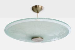 Diseñador sueco, lámpara colgante, cristal, níquel, Suecia, años 30