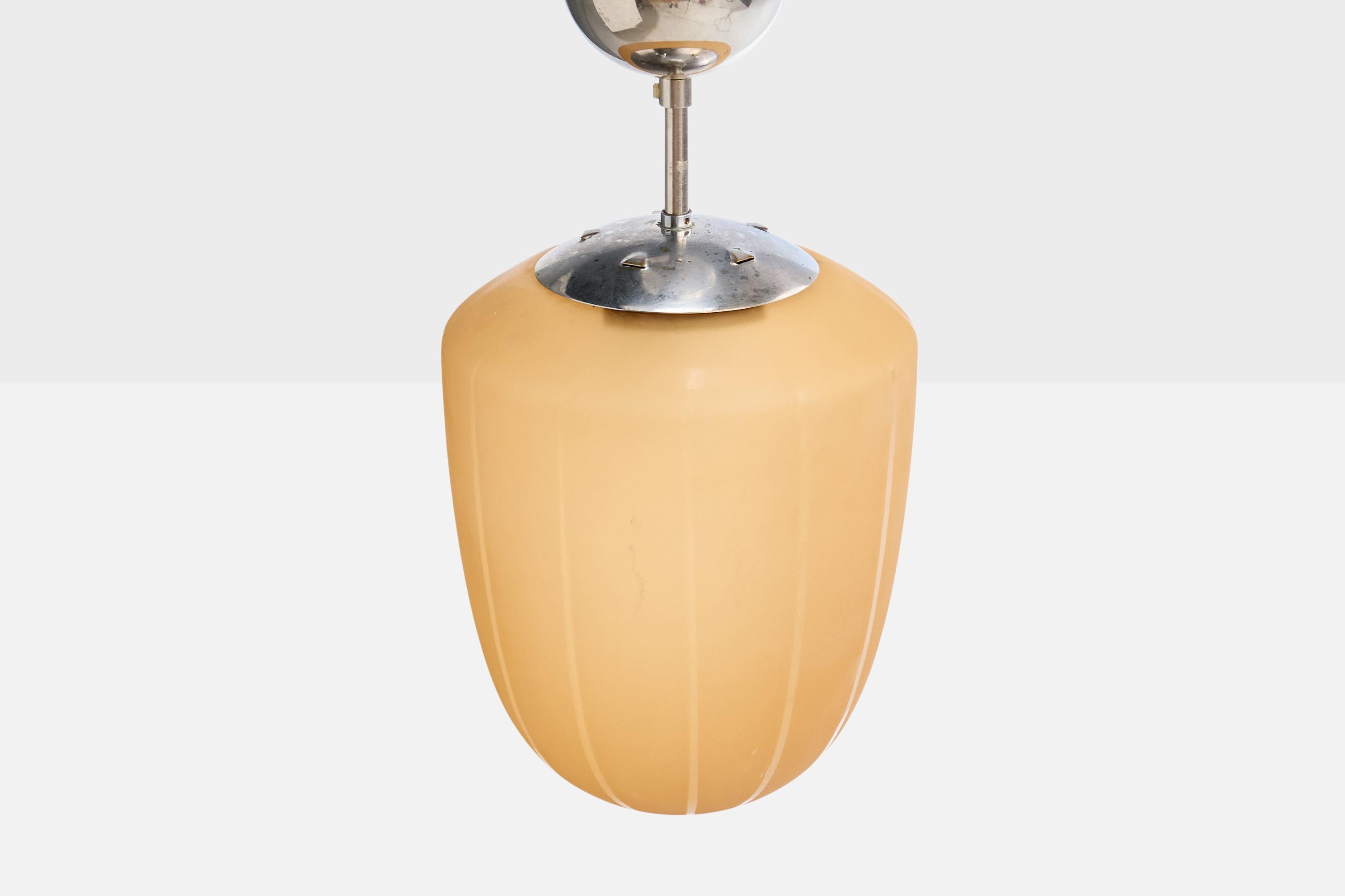 Svedese Designer svedese, lampada a sospensione, vetro, nichel, Svezia, anni '30 in vendita
