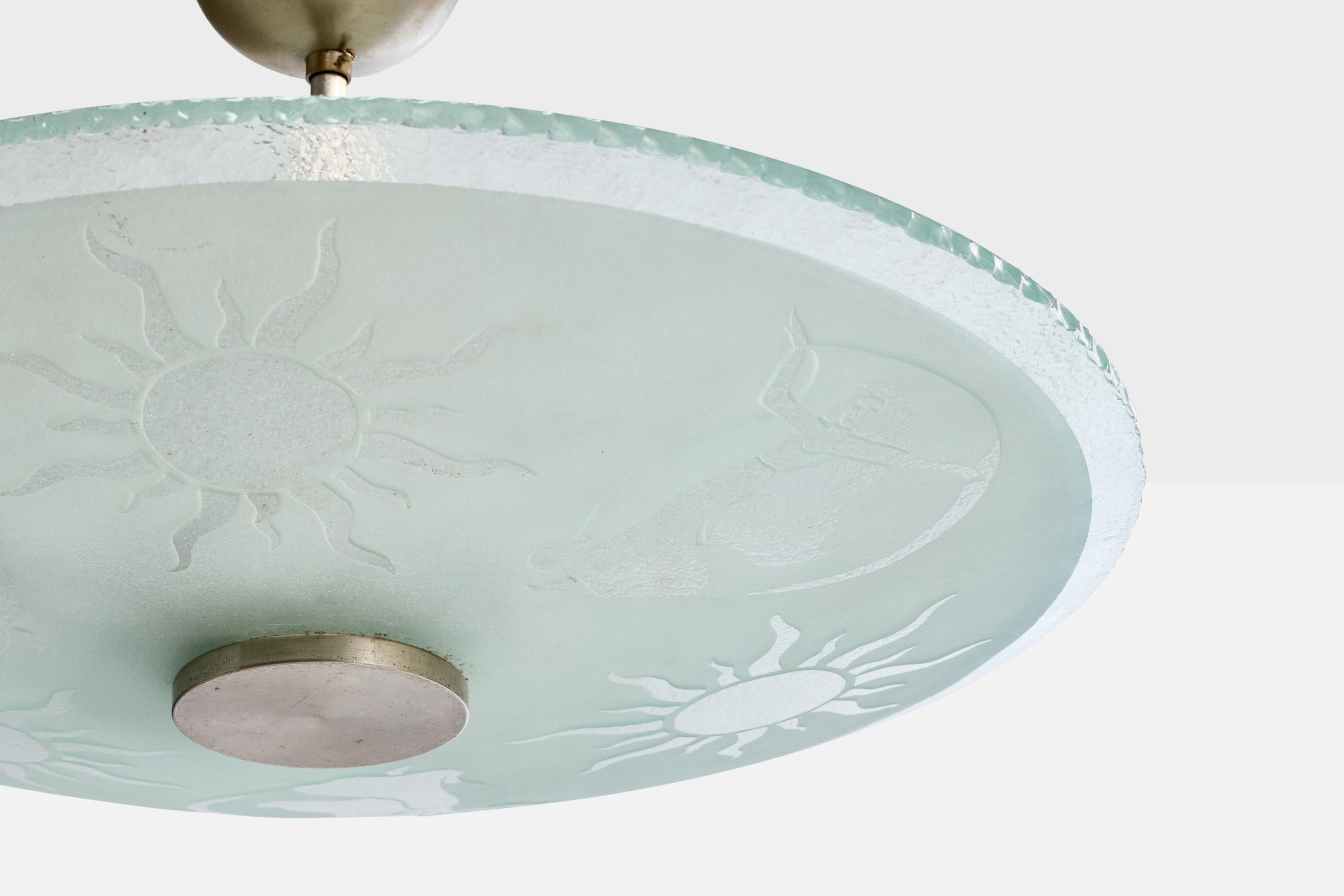 Designer suédois, suspension, verre, nickel, Suède, années 1930 Bon état - En vente à High Point, NC