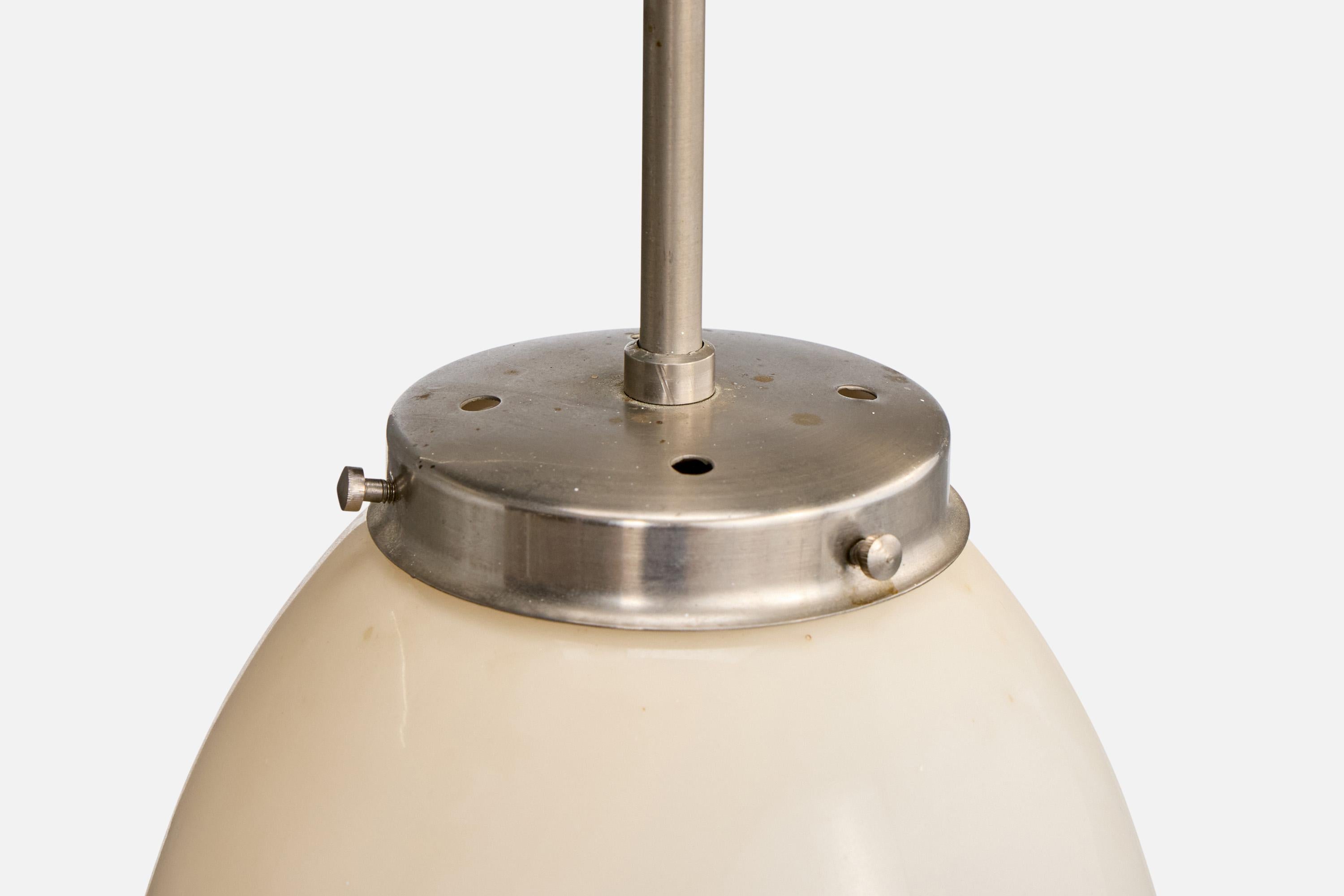 Nickel Designer svedese, lampada a sospensione, vetro, nichel, Svezia, anni '30 in vendita