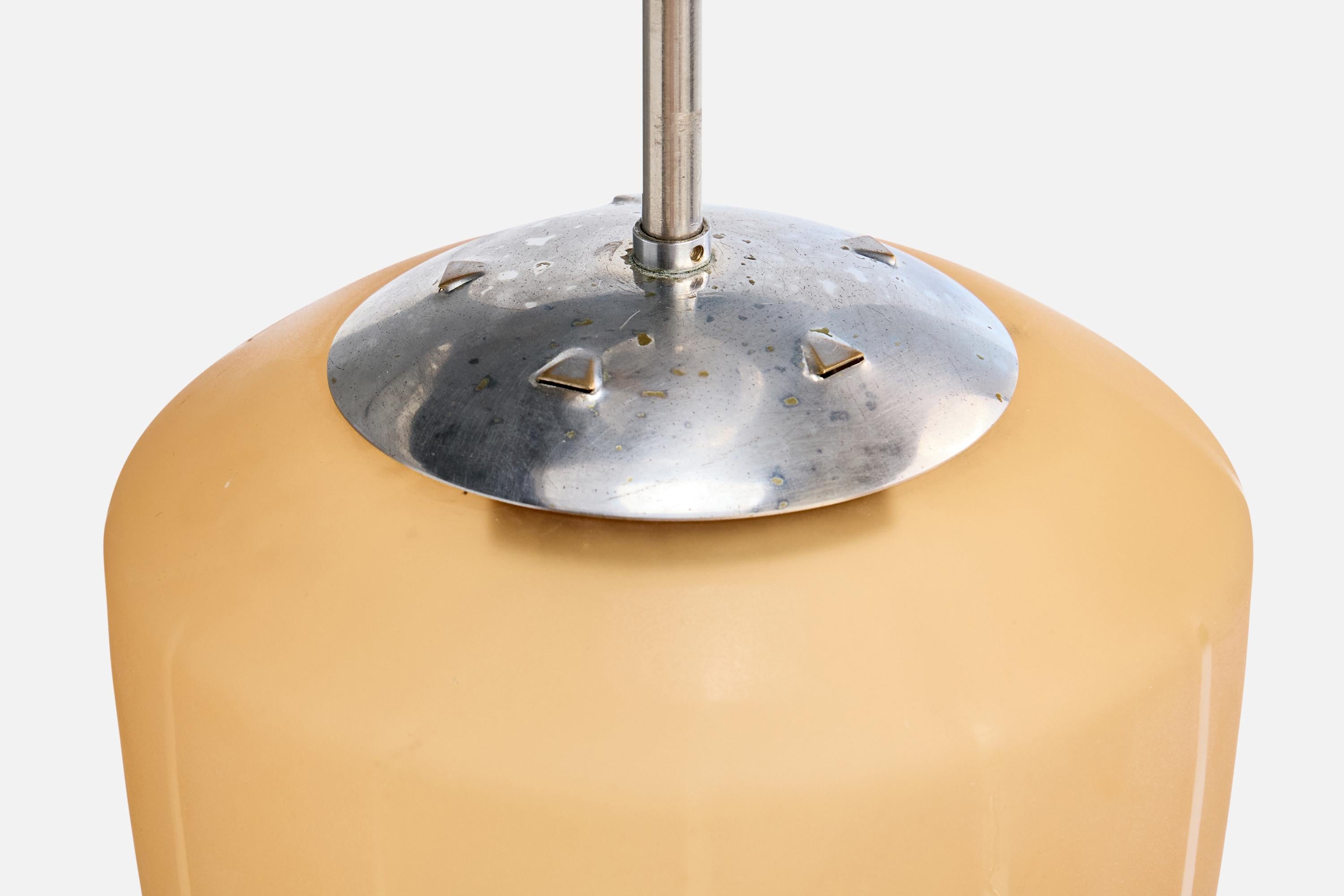 Metallo Designer svedese, lampada a sospensione, vetro, nichel, Svezia, anni '30 in vendita