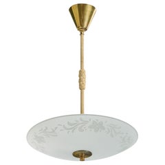 Diseñador sueco, Lámpara colgante, Cristal, Cuerda, Latón, Suecia, Década de 1940