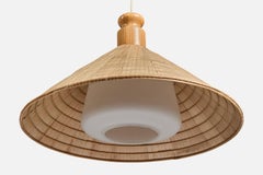 Swedish Designer, Pendant Light, Glass, Washi Paper, Pine, Sweden, 1970s