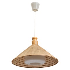 Swedish Designer, Pendant Light, Glass, Washi Paper, Pine, Sweden, 1970s