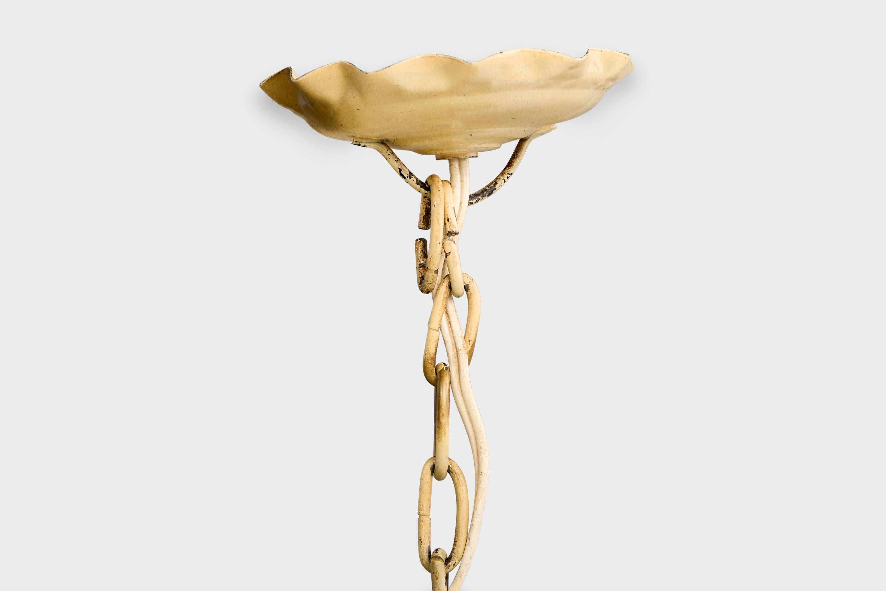 Designer svedese, lampada a sospensione, ferro, tessuto, Svezia, anni '40 in vendita 1