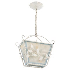 Swedish Designer, Pendant Light, Iron, Fabric, Sweden, 1940s