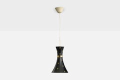 Swedish Designer, Pendant Light, Metal, Brass, Sweden, 1950s