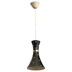Swedish Designer, Pendant Light, Metal, Brass, Sweden, 1950s