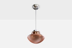 Swedish Designer, Pendant Light, Metal, Glass, Sweden, 1930s