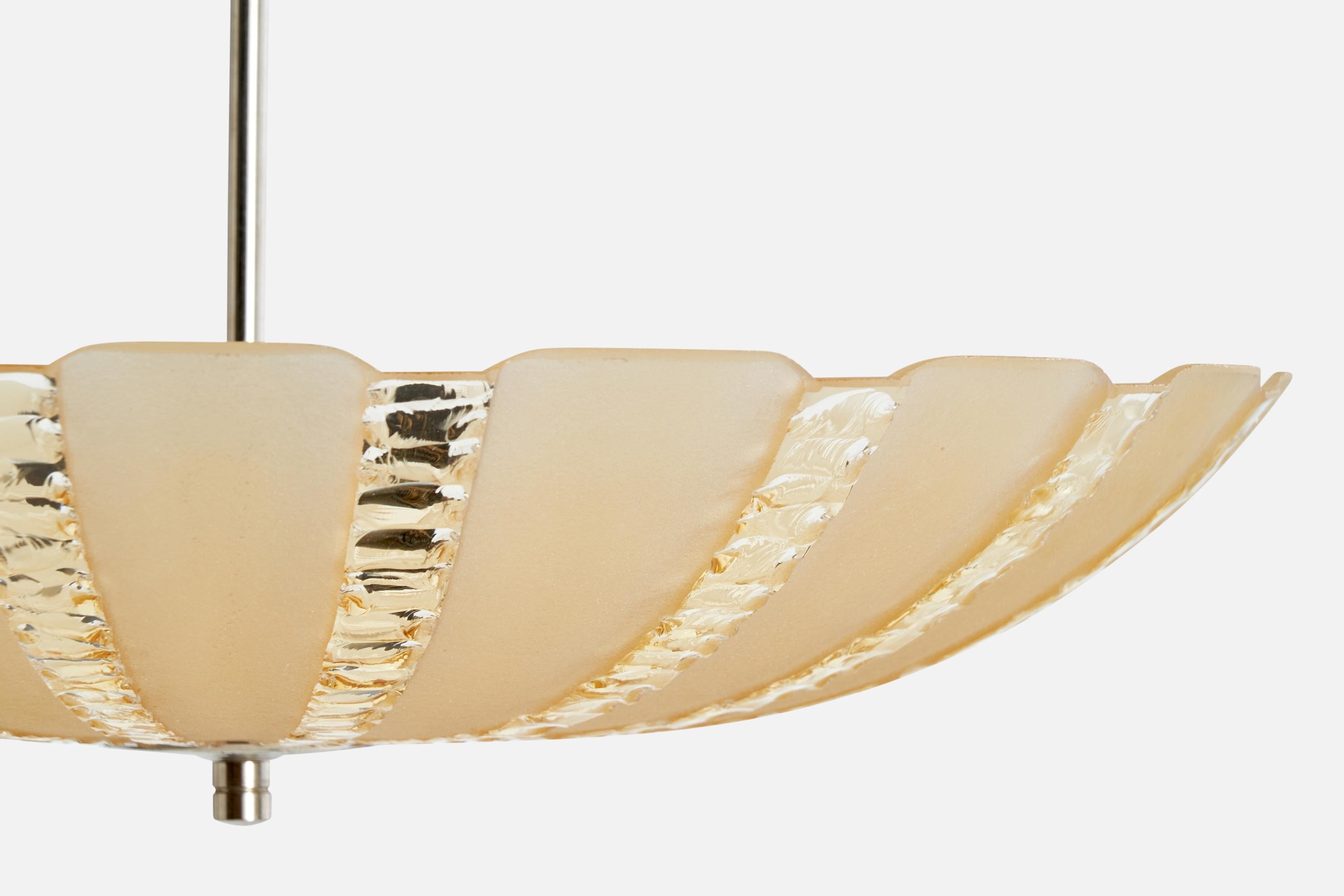 Swedish Designer, Pendant Light, Metal, Glass, Sweden, 1930s In Good Condition In High Point, NC