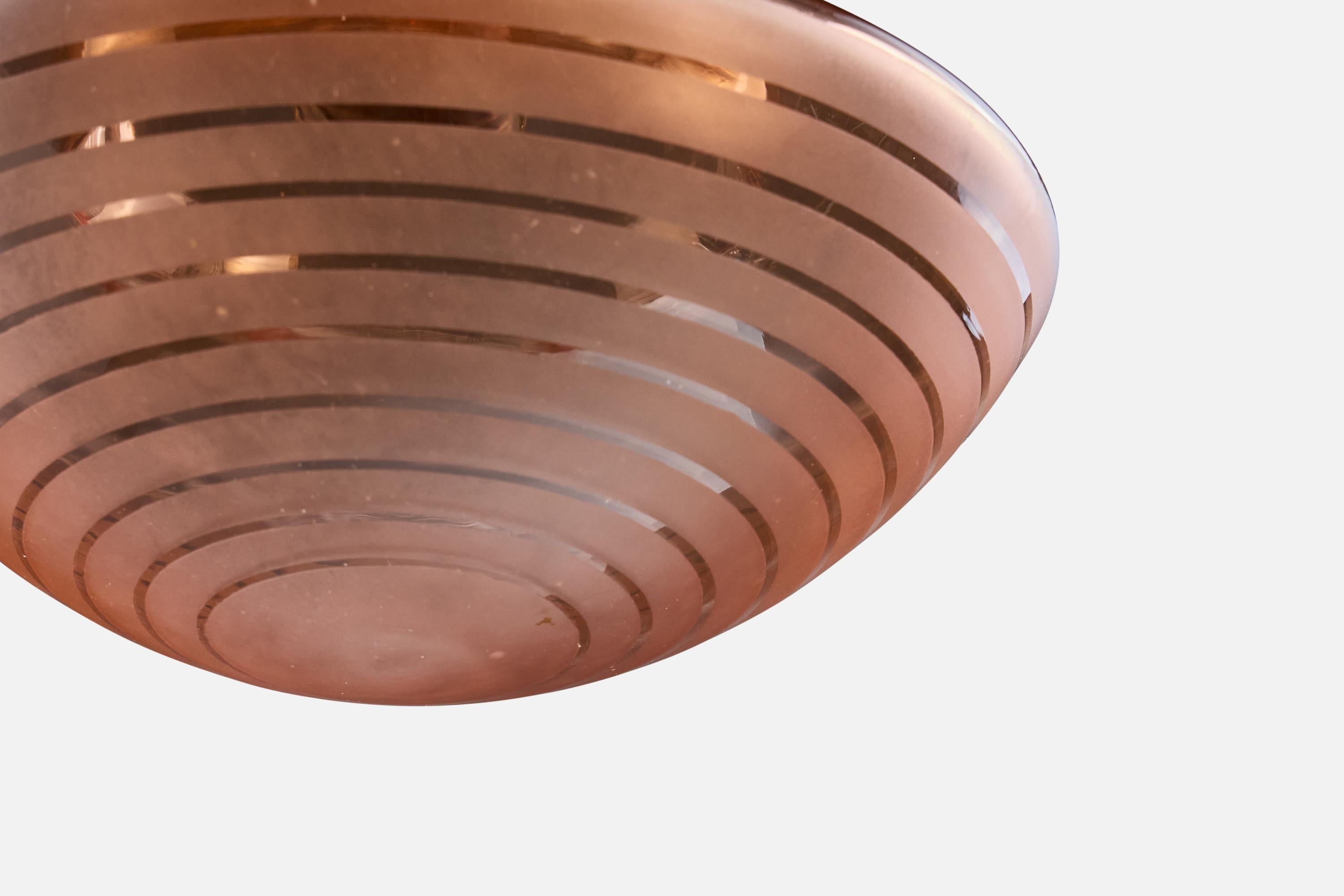 Metà XX secolo Designer svedese, lampada a sospensione, metallo, vetro, Svezia, anni '30 in vendita