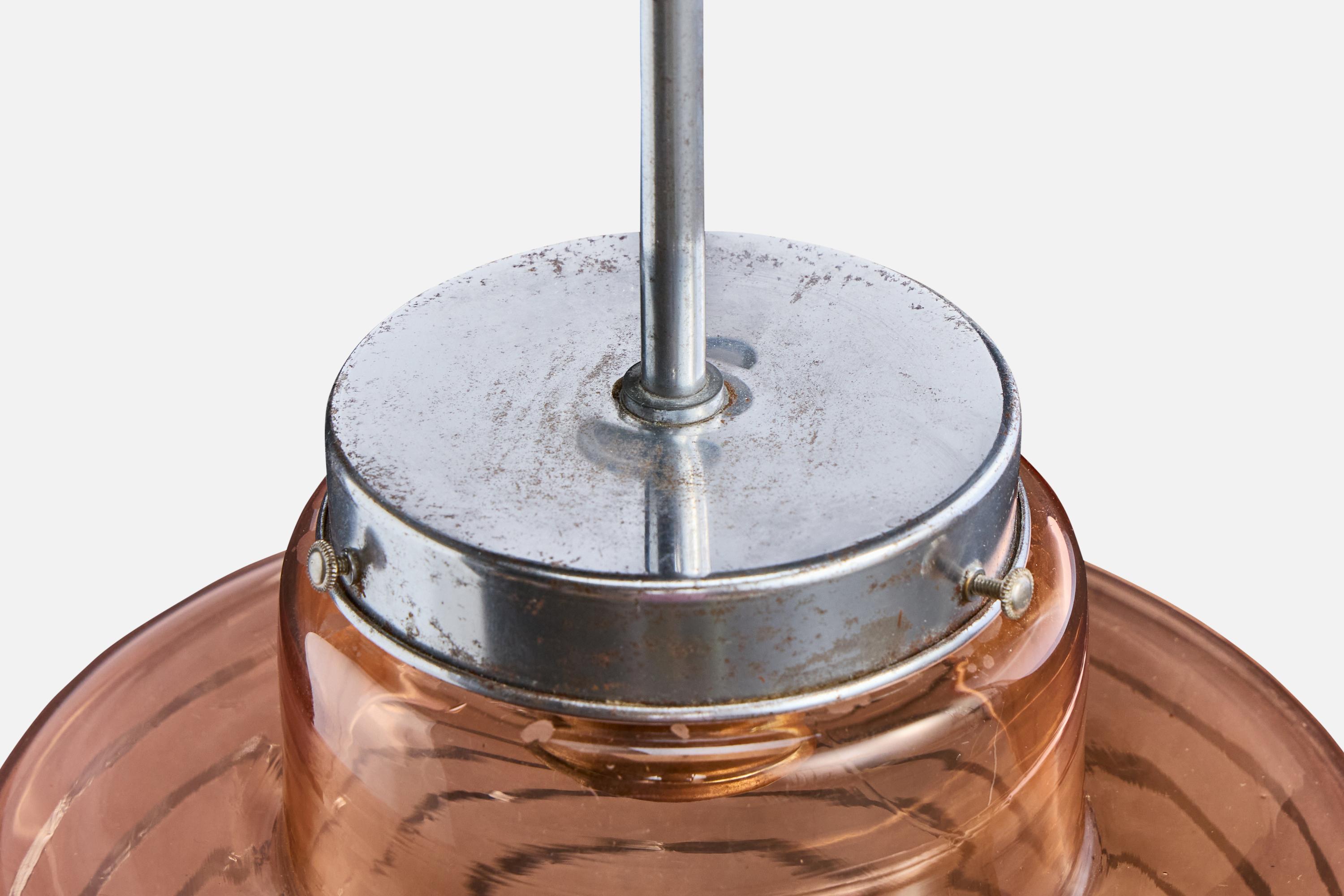 Metallo Designer svedese, lampada a sospensione, metallo, vetro, Svezia, anni '30 in vendita