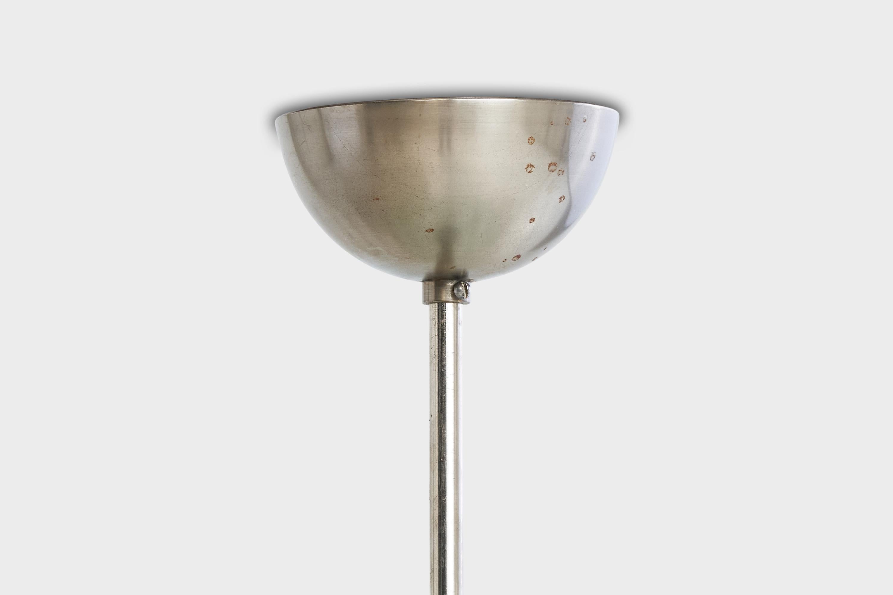 Designer suédois, lampe suspendue, métal, verre, Suède, années 1930 en vente 1