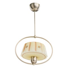 Swedish Designer, Pendant Light, Metal, Glass, Sweden, 1930s