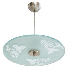 Swedish Designer, Pendant Light, Metal, Glass, Sweden, 1930s