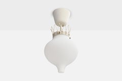 Swedish Designer, Pendant Light, Metal, Glass, Sweden, 1950s