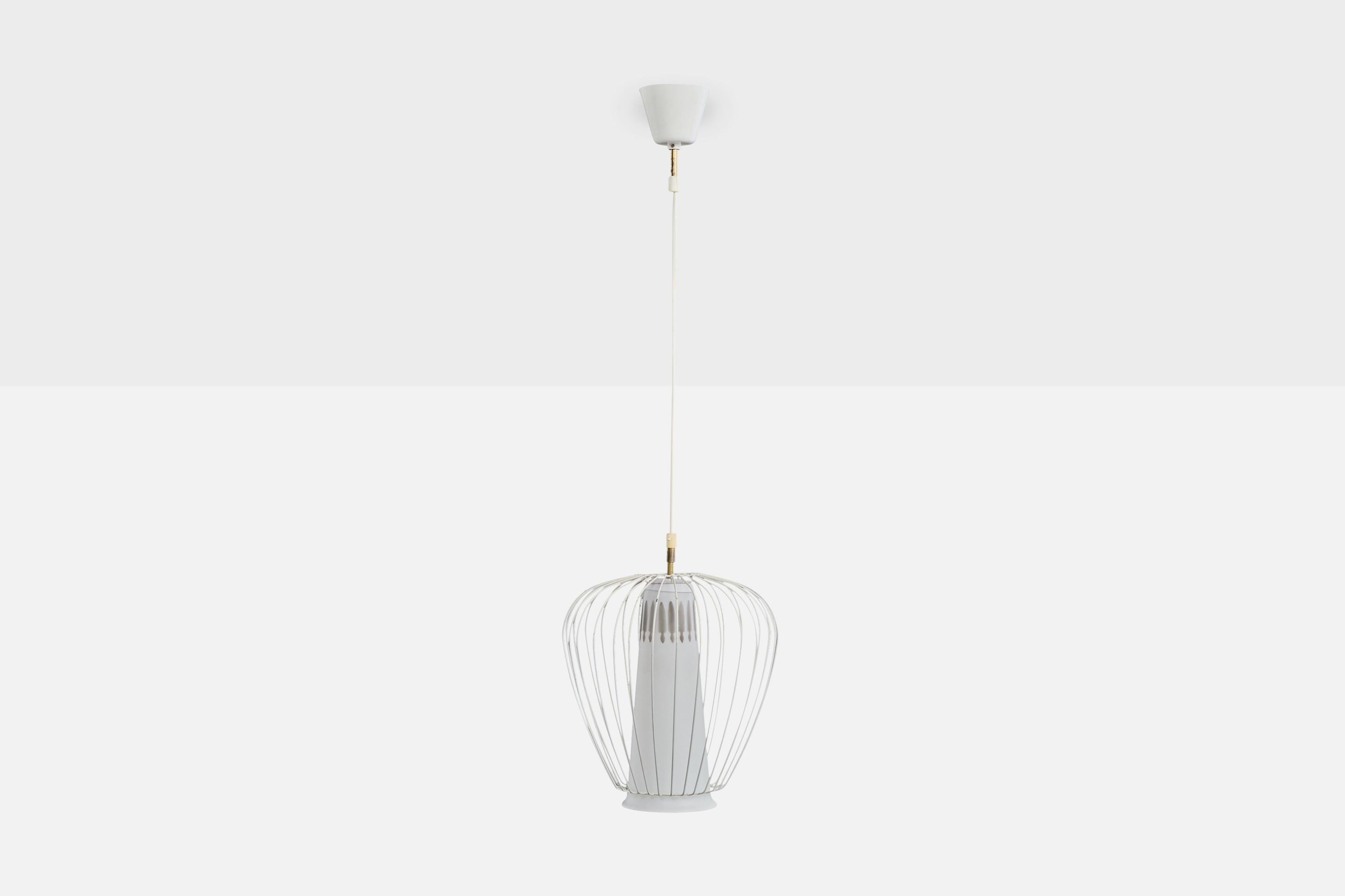 Mid-Century Modern Design/One Light, métal, verre, Suède, années 1950 en vente