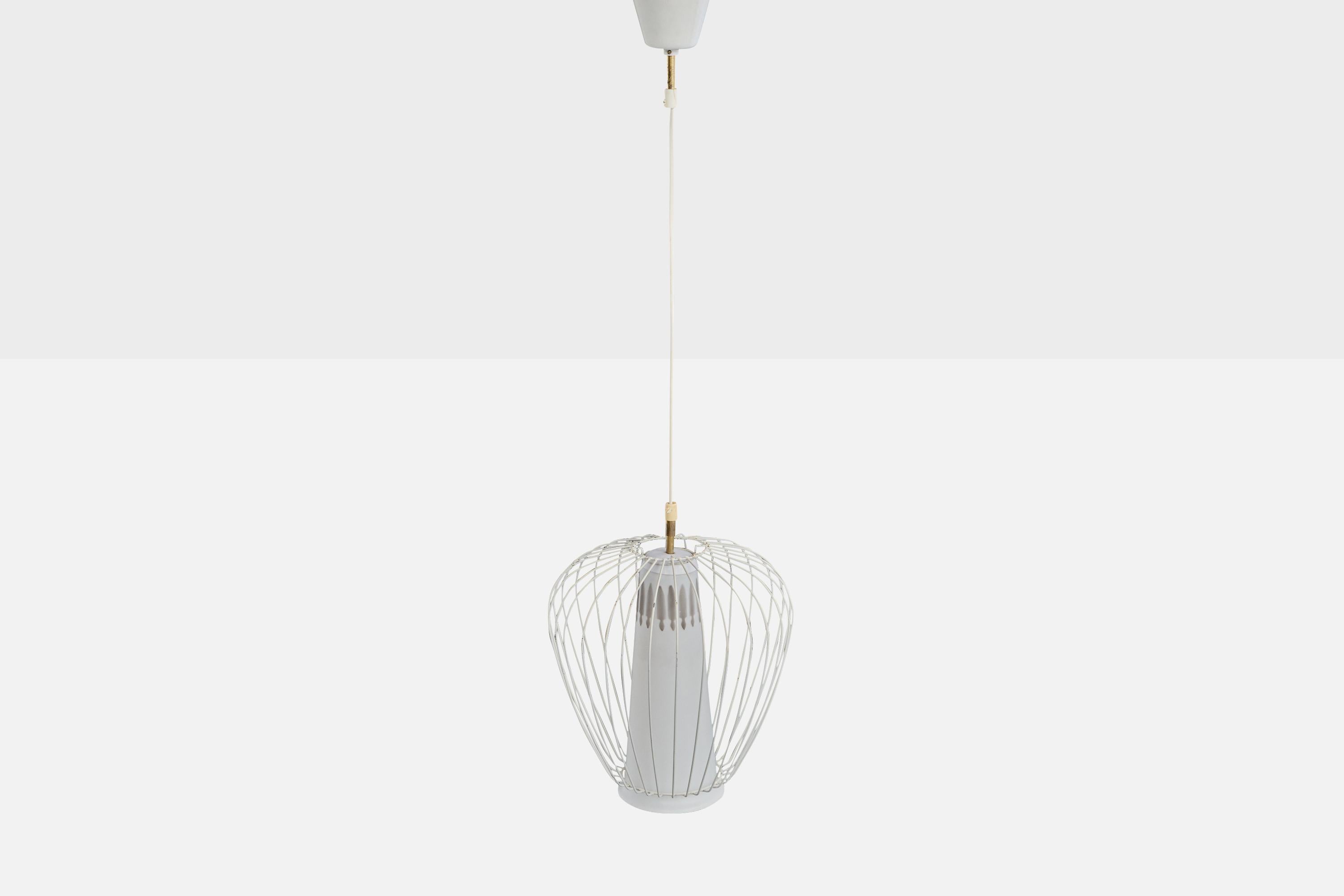 Suédois Design/One Light, métal, verre, Suède, années 1950 en vente