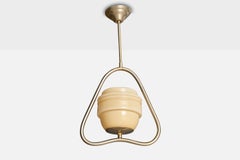Swedish Designer, Pendant Light, Nickel, Glass, Sweden, 1930s