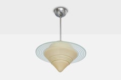 Swedish Designer, Pendant Light, Nickel, Glass, Sweden, 1930s