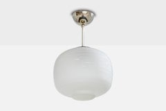 Swedish Designer, Pendant Light, Nickel, Glass, Sweden, 1930s