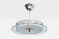 Swedish Designer, Pendant Light, Nickel, Glass, Sweden, 1930s