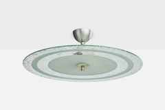 Schwedische Designerin, Pendelleuchte, Nickel, Glas, Schweden, 1930er Jahre