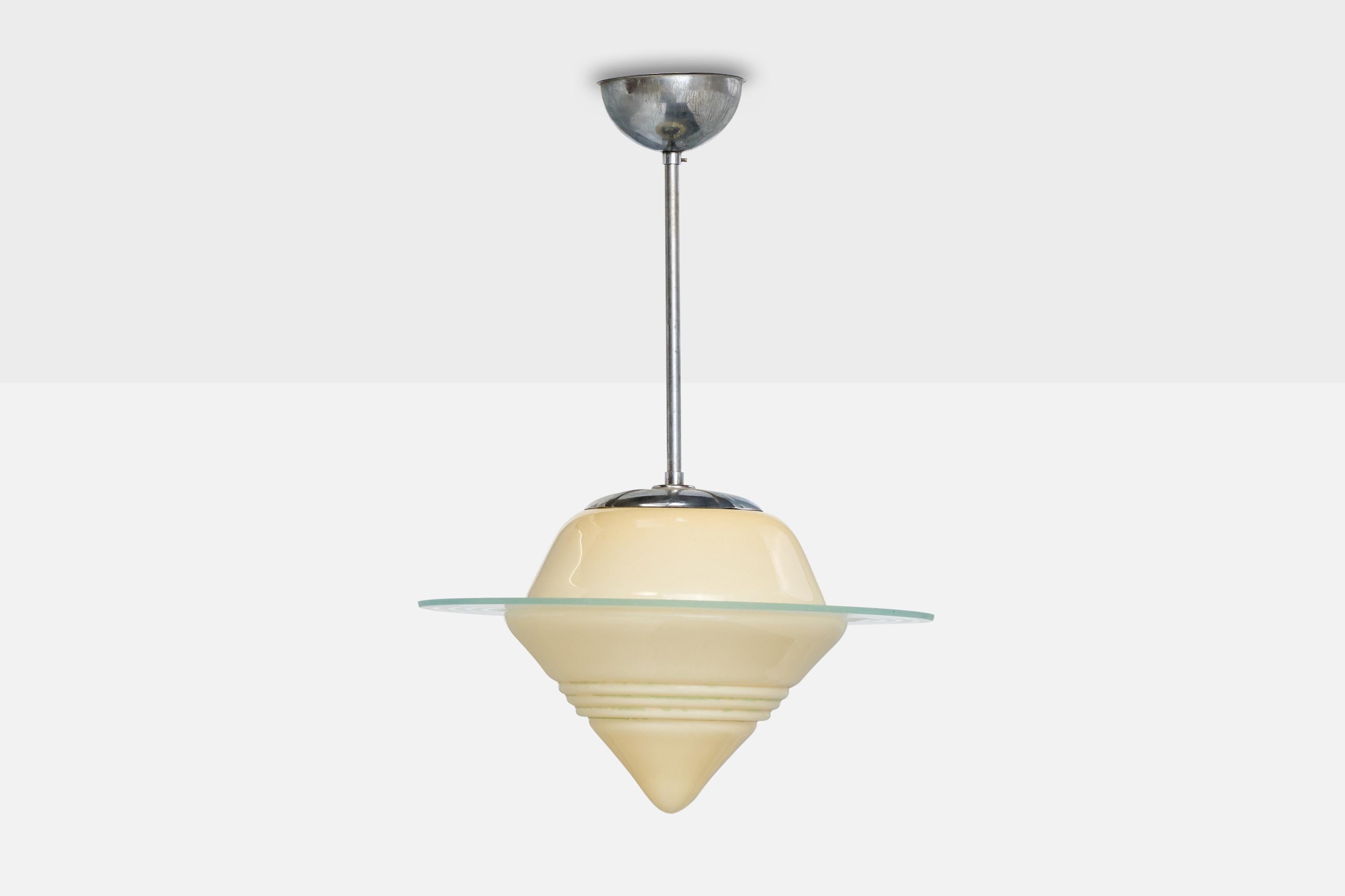 Svedese Designer svedese, lampada a sospensione, nichel, vetro, Svezia, anni '1930 in vendita
