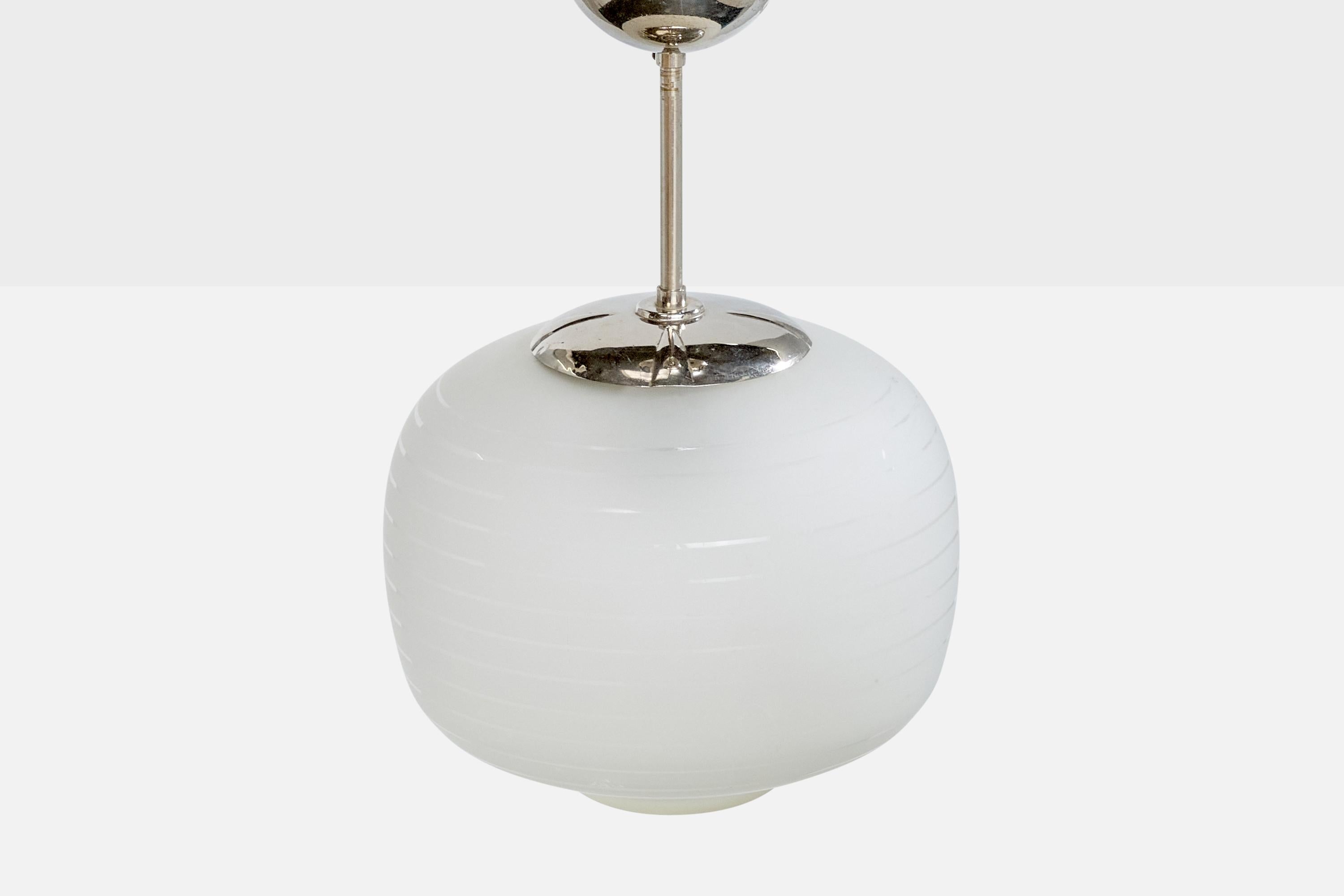 Svedese Designer svedese, lampada a sospensione, nichel, vetro, Svezia, anni '1930 in vendita