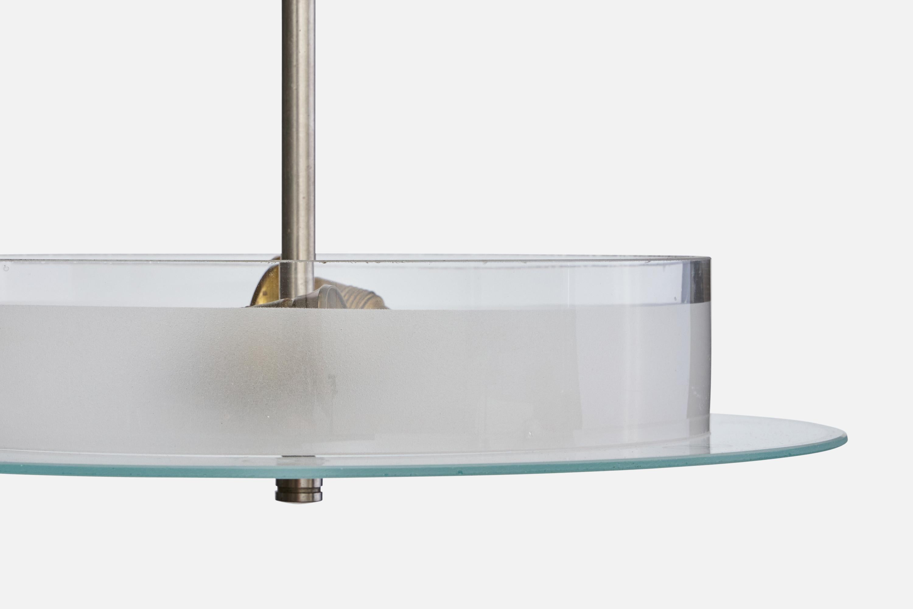 Designer suédois, suspension, nickel, verre, Suède, années 1930 Bon état - En vente à High Point, NC