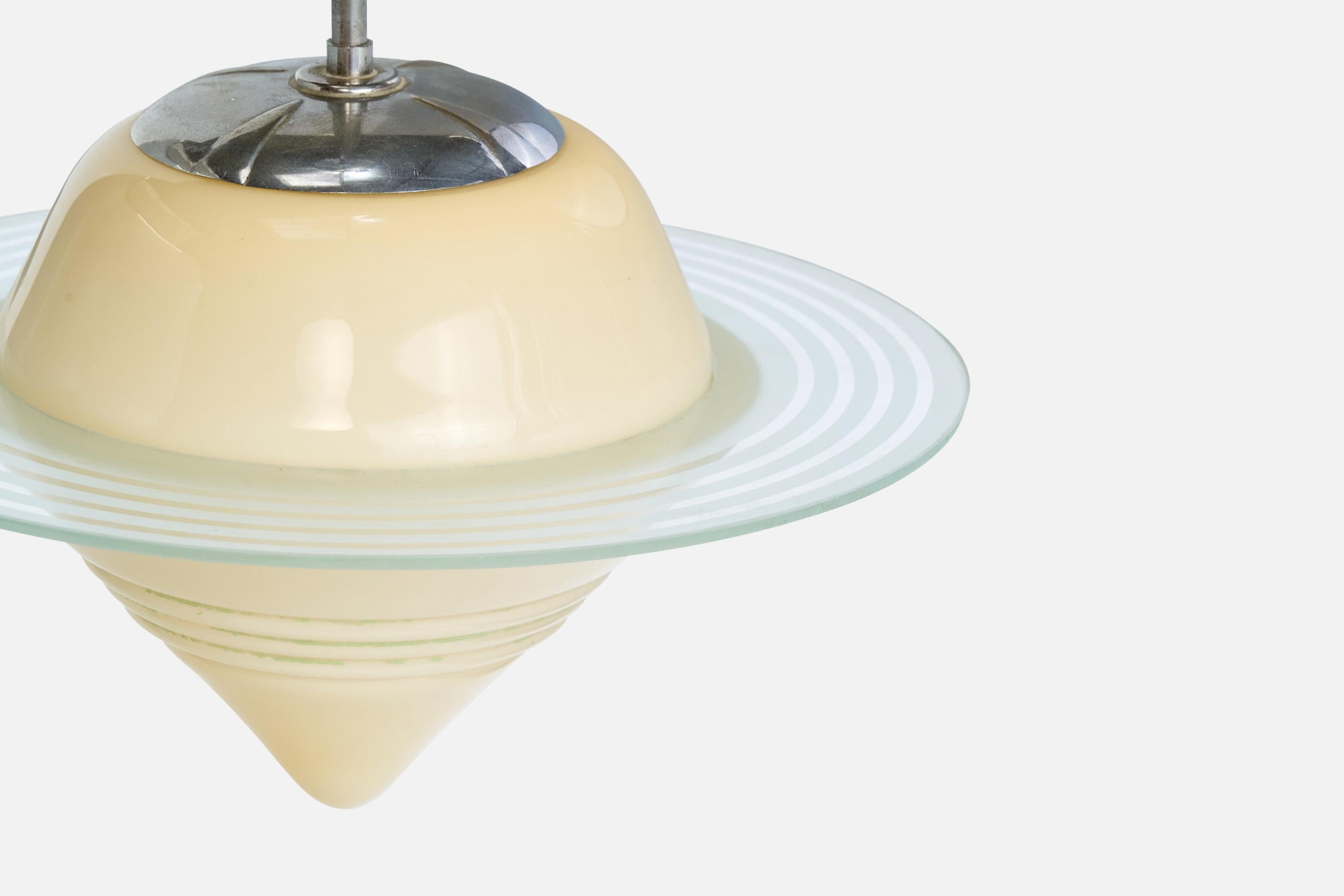 Vetro Designer svedese, lampada a sospensione, nichel, vetro, Svezia, anni '1930 in vendita