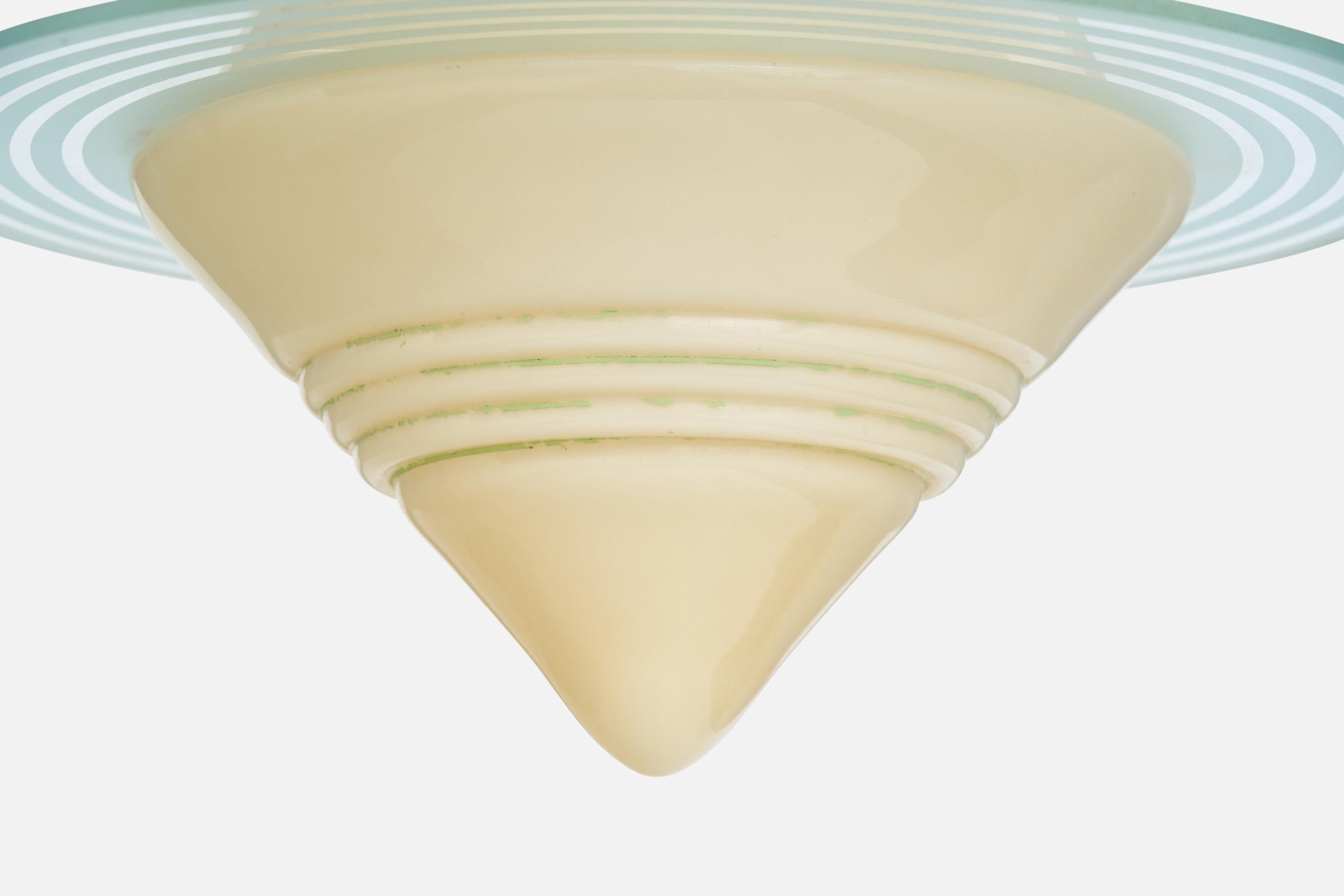 Designer svedese, lampada a sospensione, nichel, vetro, Svezia, anni '1930 in vendita 1
