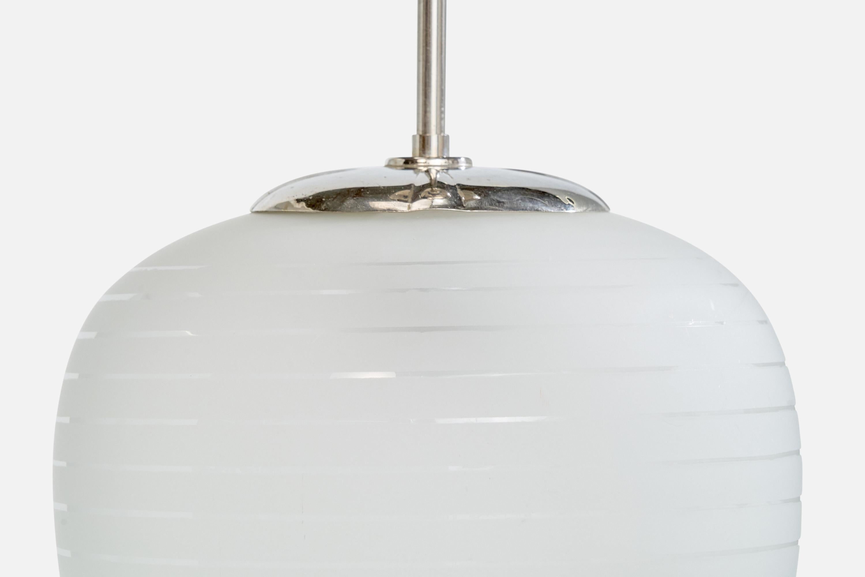Vetro Designer svedese, lampada a sospensione, nichel, vetro, Svezia, anni '1930 in vendita