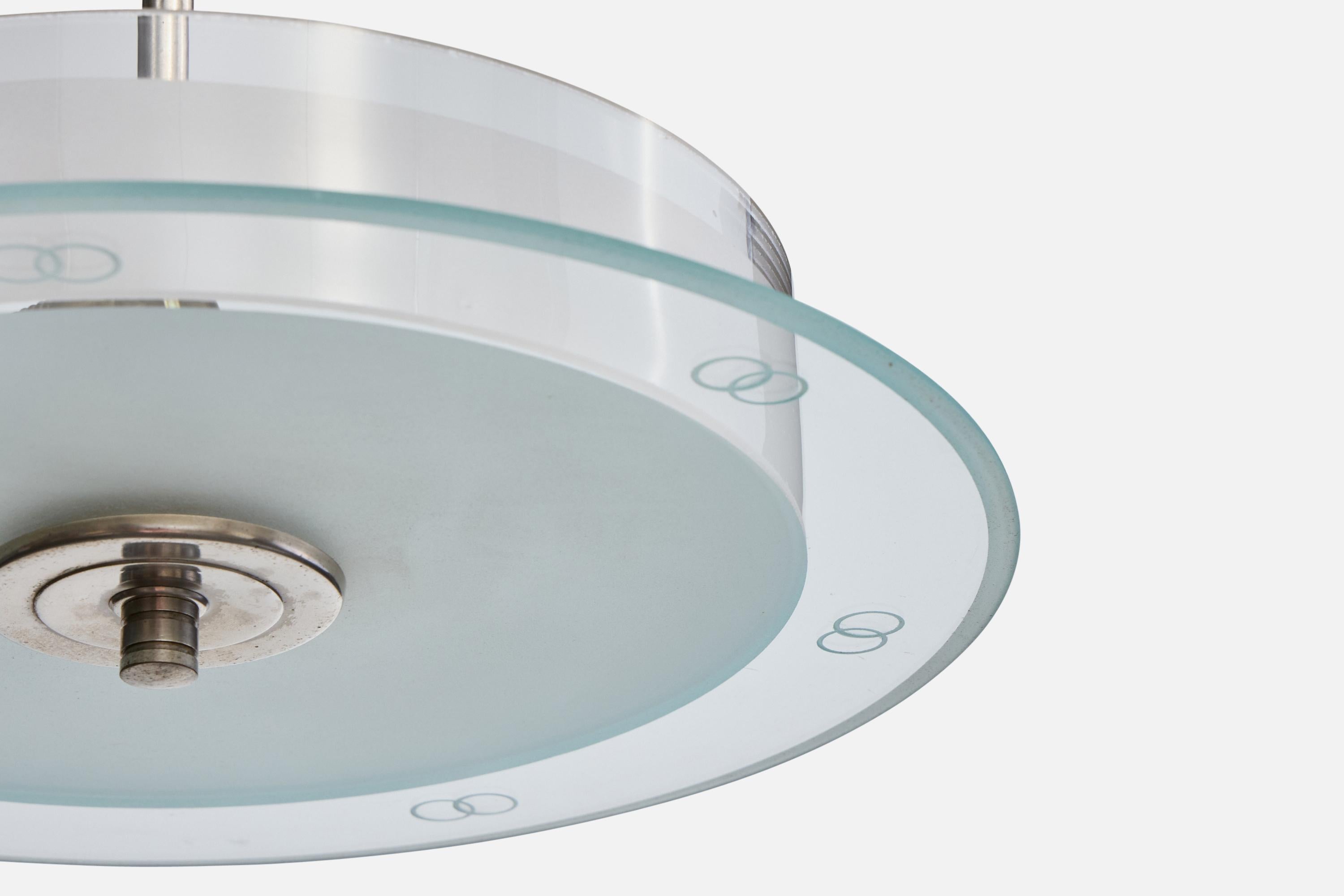 Verre Designer suédois, suspension, nickel, verre, Suède, années 1930 en vente