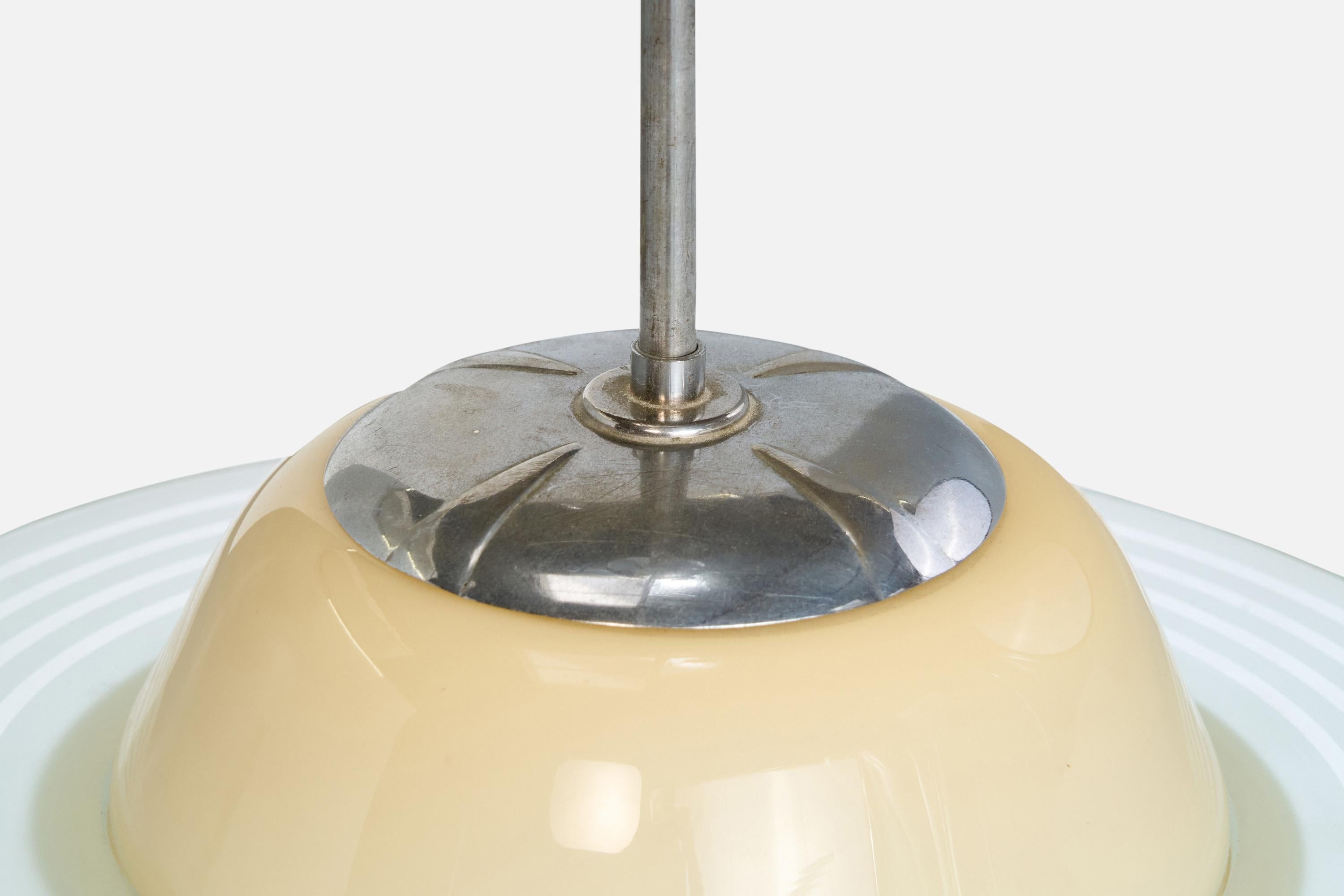 Designer svedese, lampada a sospensione, nichel, vetro, Svezia, anni '1930 in vendita 2