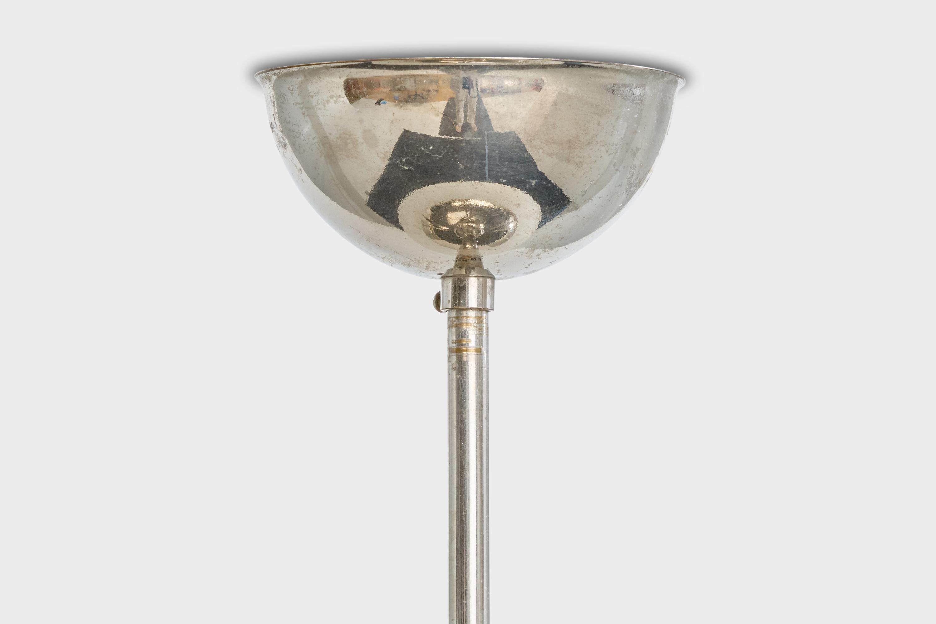 Designer svedese, lampada a sospensione, nichel, vetro, Svezia, anni '1930 in vendita 2