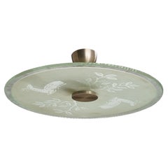 Swedish Designer, Pendant Light, Nickel, Glass, Sweden, 1930s